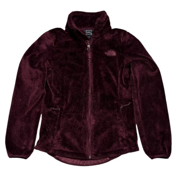 The North Face Burgundy Faux Fur FLEECE Outdoor Fall Spring Jacket Womens XS - Picture 1 of 6